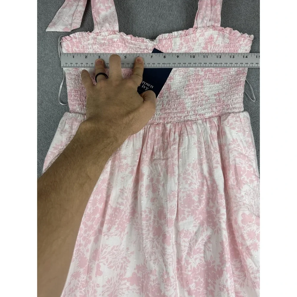 Crown & Ivy Dress Womens Medium Pink Floral Smocked Tiered Maxi Sundress NWT - Picture 4 of 11